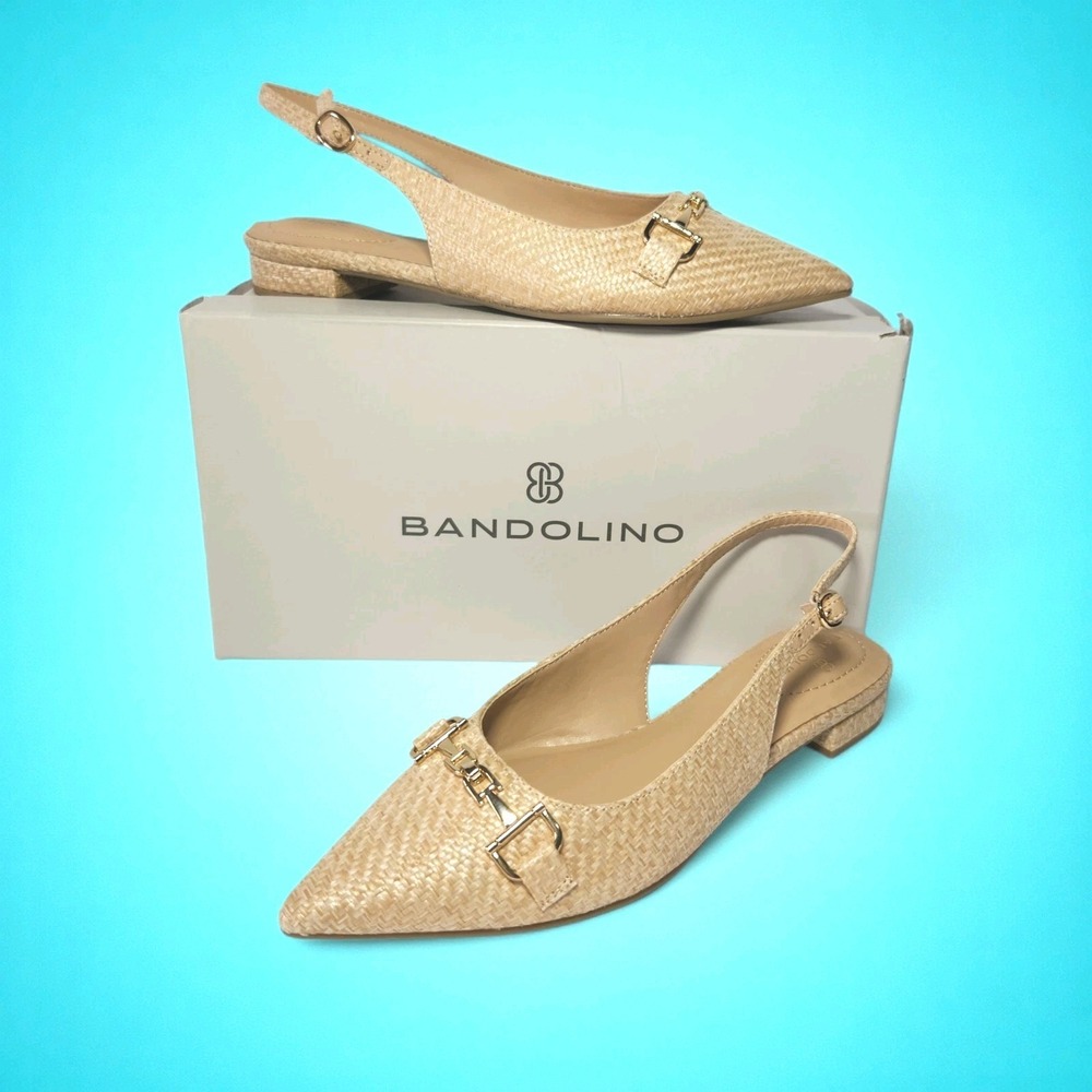 Bandolino‎ Alex2 Light Natural Woven Slingback Pointed Toe Flats 6.5M